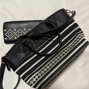 Kate Spade Black Satchel + Matching Zip Wallet Set
